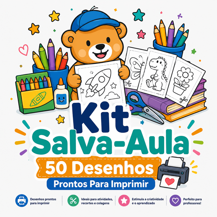 Kit Salva-Aula: 50 Desenhos Prontos Para Imprimir
